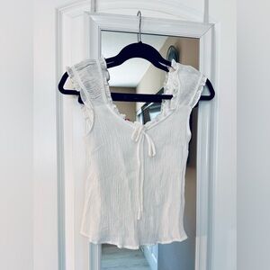 Mine White Ruffle Sleeve Top